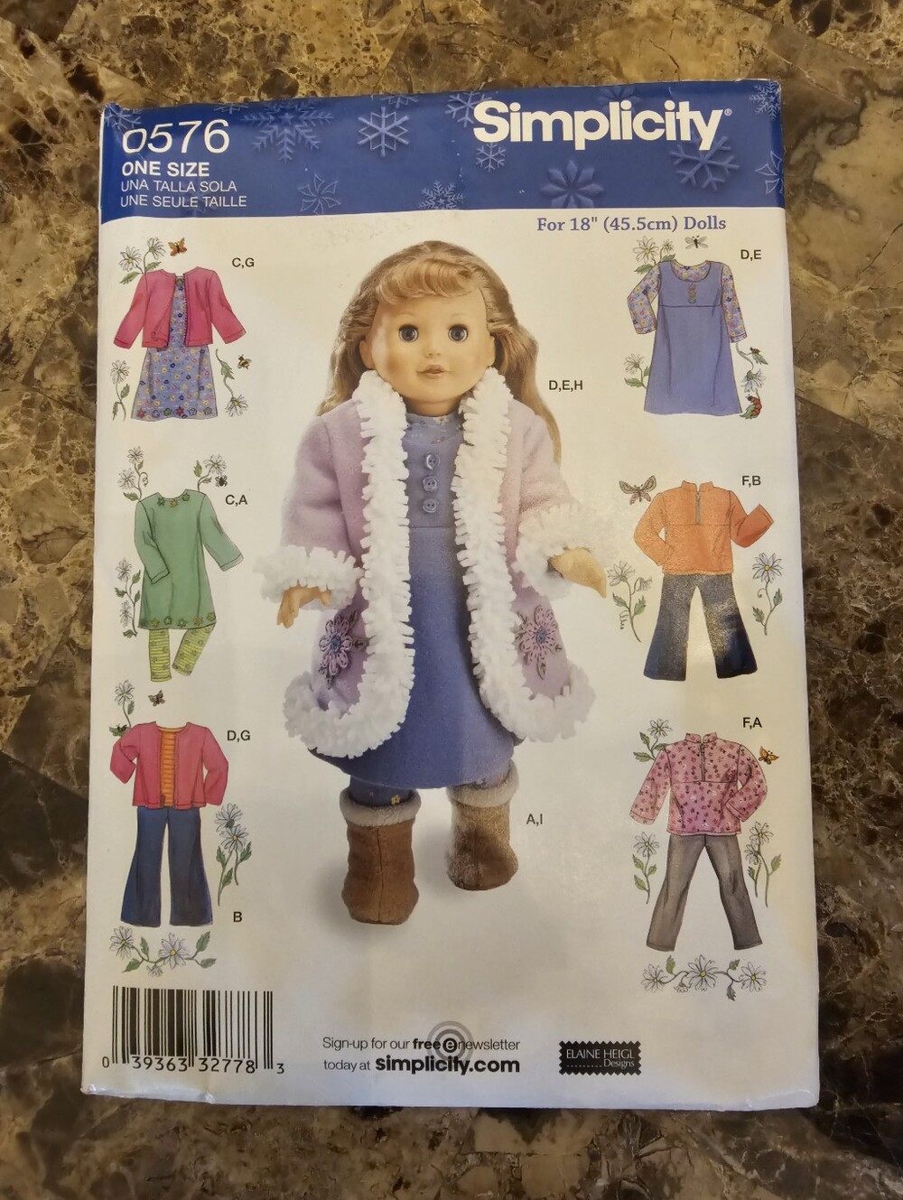 UNCUT Simplicity Crafts Pattern 4786 Doll Clothes For 18" Dolls New Old Stock